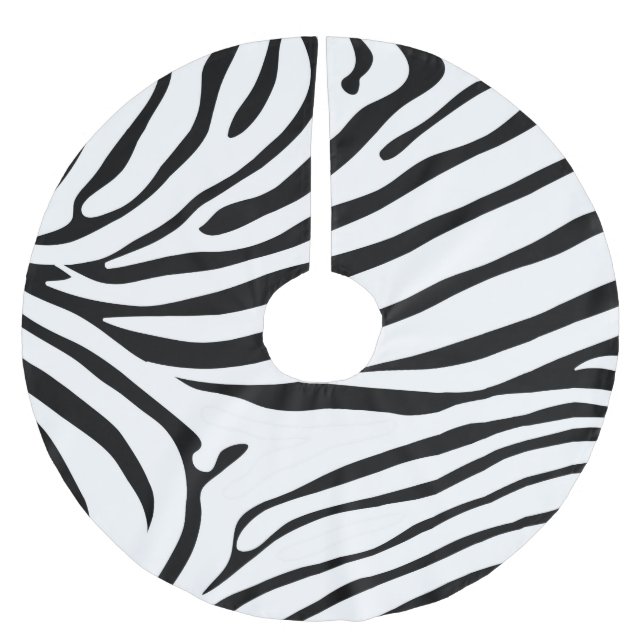 Utmärkt svart och vit Zebra tryck Julgransmatta Borstad Polyester (Framsidan)