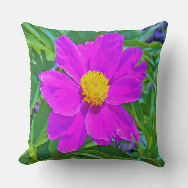 Utmärkt Ultra Violet Peony med Gult Center Kudde (Framsida)