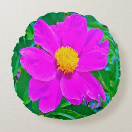 Utmärkt Ultra-Violet Peony med Gult Center Rund Kudde