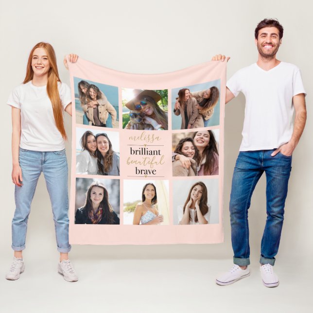 Utmärkt vacker Modig 8 Foto  Rosa Fleecefilt (På plats)