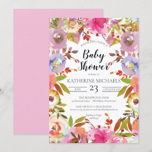 Utmärkta blommor Vattenfärgsskugga, babykläder, Bl Inbjudningar