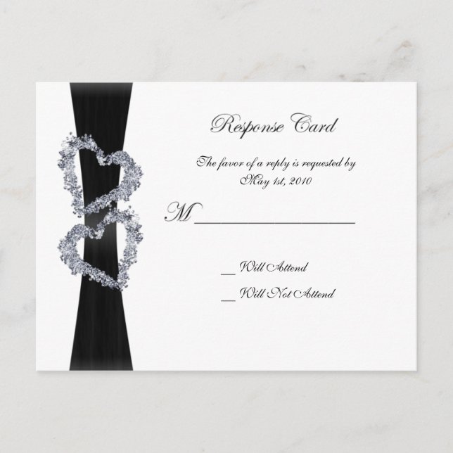 Utmärkta hearter: Svart band- och Diamantkulor Inbjudan Vykort (Framsida)