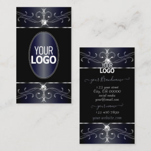 Utmärkta svarta blå ornament med Logotyp Visitkort