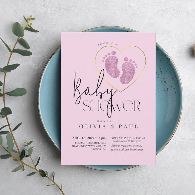 Utmatning av  Rosa Feet Glitter Flicka Shower Inbjudningar (Skapare uppladdad)