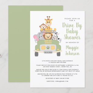 Utmatning med Safari Baby Shower för djur Inbjudningar