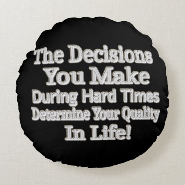 Utmatningsdesign " Din livskvalitet!" Köp Rund Kudde (Framsidan)