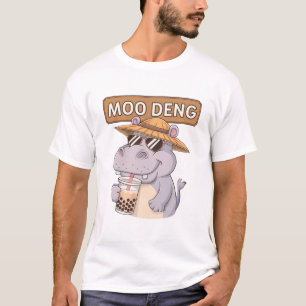 Utmatningsdesign för pygmy Hippo i rutt moo-Deng T Shirt