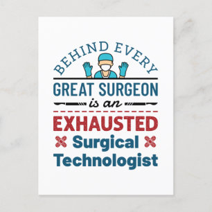 Utmattad kirurgisk teknolog Rolig Scrub Tech Vykort