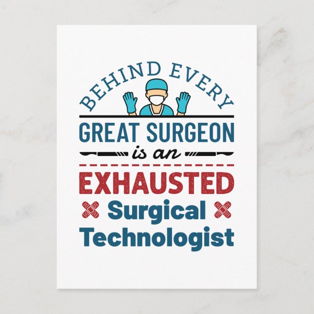 Utmattad kirurgisk teknolog Rolig Scrub Tech Vykort (Framsida)