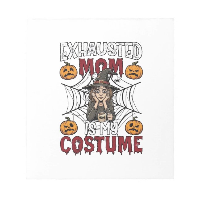 Utmattad Mamma Är Kostym Halloween Häxa Kaffe Pu Anteckningsblock (Framsida)