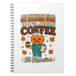 Utmattad Sjuksköterska Halloweenanda Behöver Kaffe Anteckningsbok