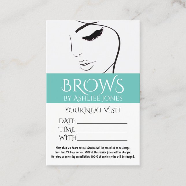 Utnämningskort Eyebrows Eyelash Salon Visitkort (Framsida)