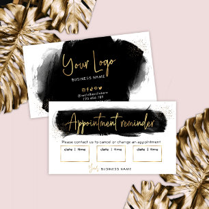 Utnämningskort för Black & Guld Glitter Tidsbeställning Kort