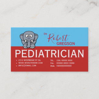 Utnämningskort för Cute Elephant Pediatrician Tidsbeställning Kort