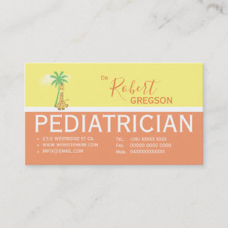 Utnämningskort för Cute Giraffe Pediatrician Tidsbeställning Kort