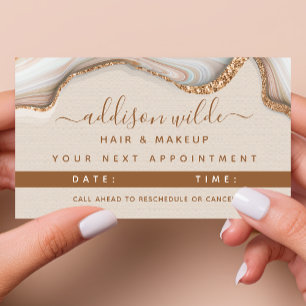 Utnämningskort för marmor i Guld-Glitter Tidsbeställning Kort