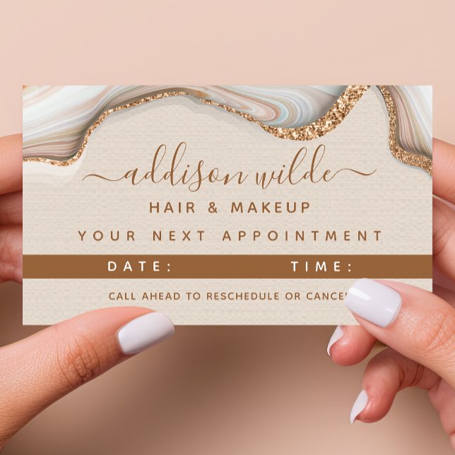 Utnämningskort för marmor i Guld-Glitter Tidsbeställning Kort (Skapare uppladdad)