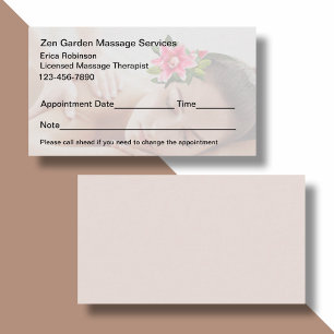 Utnämningskort för Zen Beauty Massage Services Tidsbeställning Kort