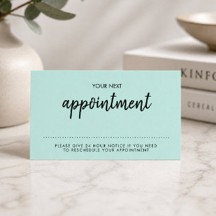 UtnämningsPåminnelseKort Modern Minimal Mint Tidsbeställning Kort
