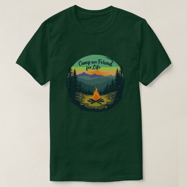 Utomhus Äventyr Awaits: Camp är en vän för livet T Shirt (Design framsida)