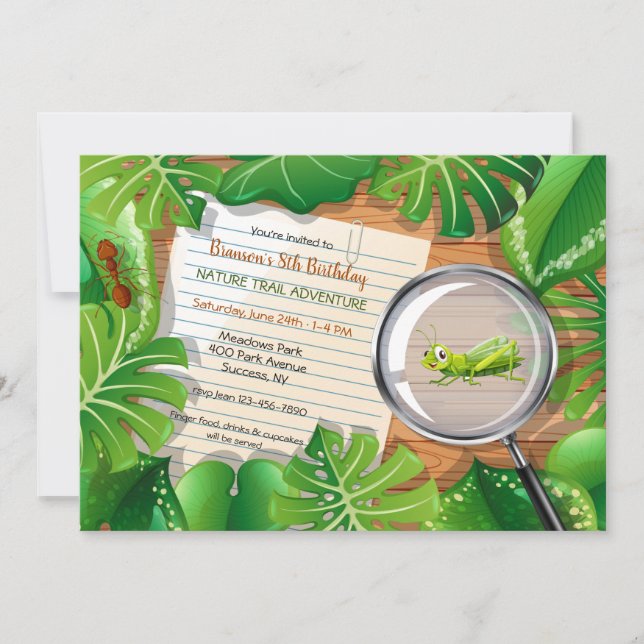 Utomhus Äventyr Födelsedagsfest Inbjudningar (Framsida)