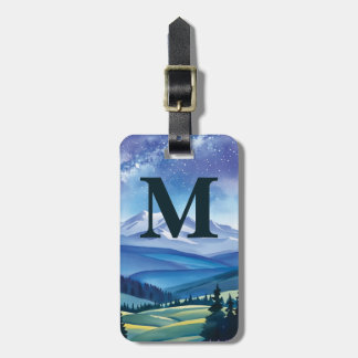 Utomhus Bergsutflykt Stilfull Chic Monogram Teal Bagagebricka