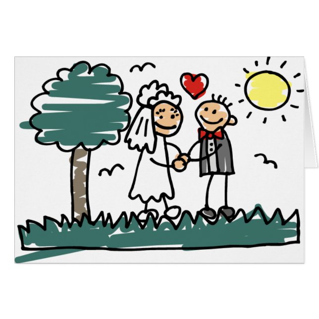 Utomhus Bröllop utanför Grönten Bröllop Hälsningskort (Framsidan Horizontal)