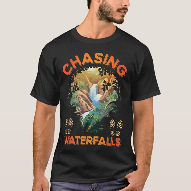 Utomhus Camping Vandring Jaga Vattenfall Vandrare T Shirt (Framsida)