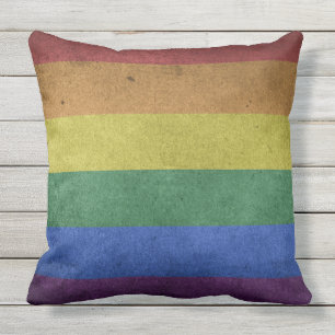 Utomhus- dämpa dekoren för prideflaggaregnbågen utomhuskudde