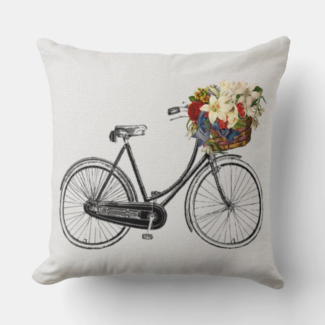 utomhus- eller inomhus cykelcykelblommor kudde (Framsida)