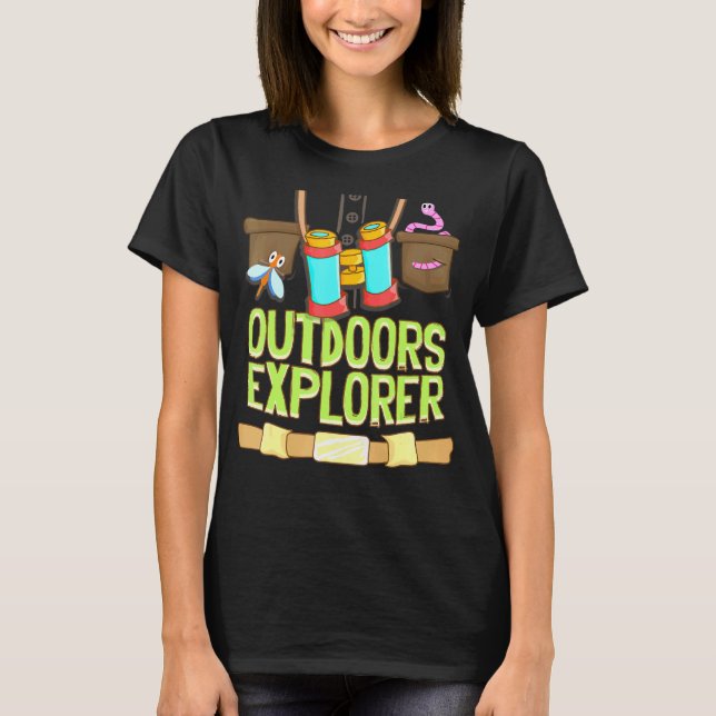 Utomhus Explorer Zookeeper Vest Kryp Binoculars S T Shirt (Framsida)