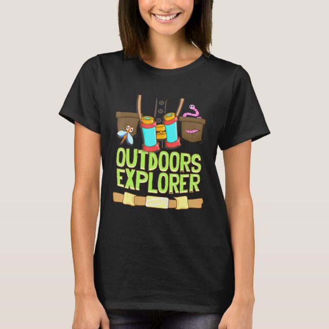 Utomhus Explorer Zookeeper Vest Kryp Binoculars S T Shirt (Framsida)