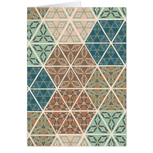 Utomhus- Geo XI | blått & grönt stam- mönster Hälsningskort (Framsidan)