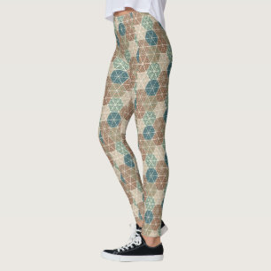 Utomhus- Geo XI   blått & grönt stam- mönster Leggings