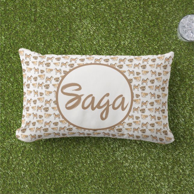 Utomhus hund design dekorativ kudde med eget namn (Gräs)