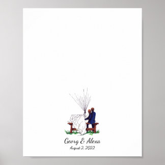 Utomhus Kärlek Bröllop par fingeravtrycksgäst Bok Poster