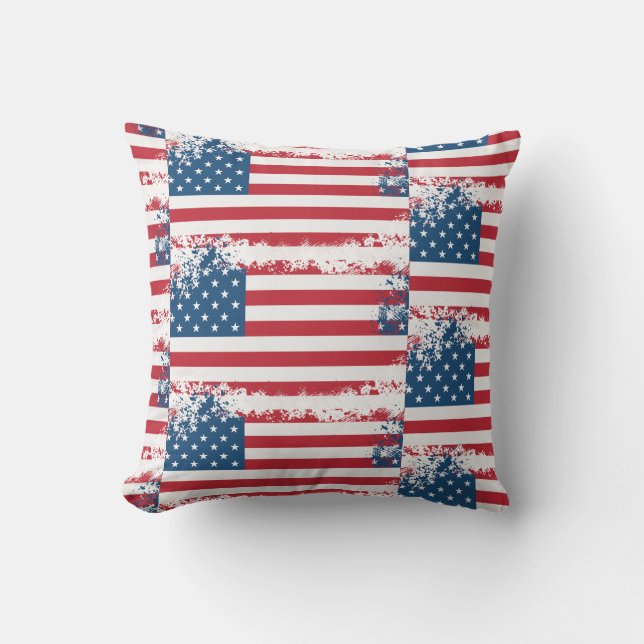 Utomhus kastkudde - patriotisk USA-flagga Kudde (Framsida)