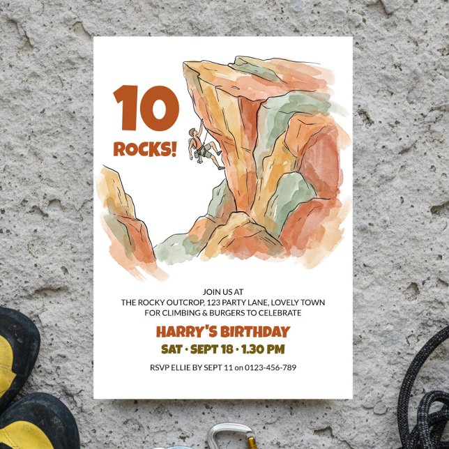 Utomhus Klätteräventyr Födelsedag Inbjudningar (Rock Climbing pre-teens birthday invitation for kids and tweens by Darling & May)