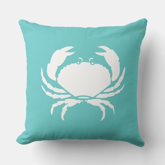 Utomhus Nautical CRAB teal sea blue-kudde Kudde (Framsida)