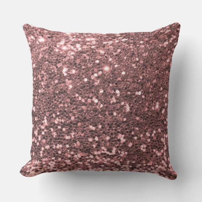 Utomhus Säker Rosa Guld Glitter Utomhuskudde (Framsida)