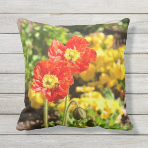 utomhus- throwpillow för orange vallmor utomhuskudde