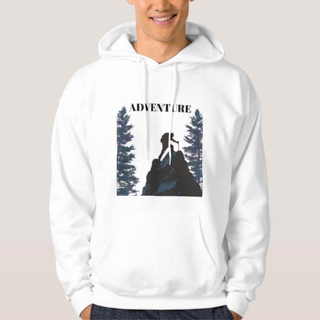 Utomhusäventyr Vandrare Siluett & Motivation Hoodie (Framsida)