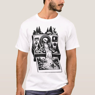 Utomhusäventyr Vintagekamera & Vandring T Shirt