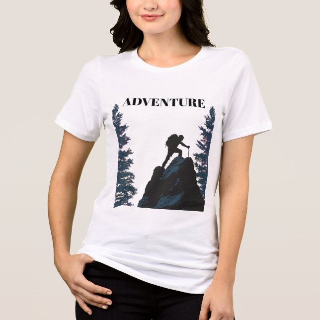 Utomhusäventyrs vandrares siluett & motivation t shirt (Framsida)