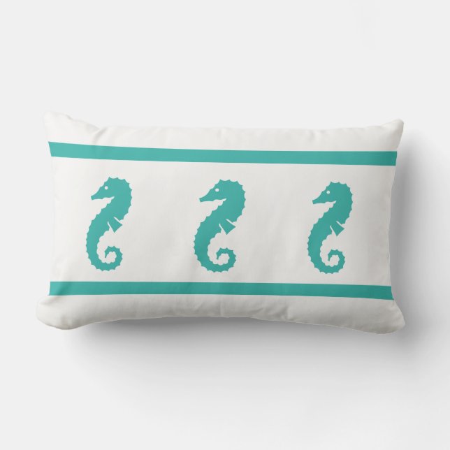 Utomhusblått och vitt SEAHORSE Lumbarkudde (Framsida)