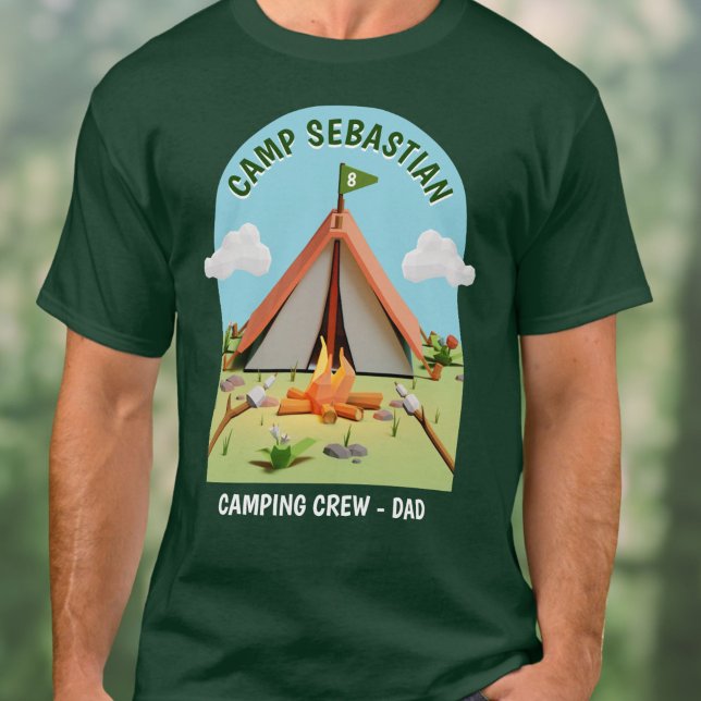 Utomhusbrandskampanj, besättning Pappa Födelsedags T Shirt (Outdoor Campfire Camping Crew Dad Birthday Party T-Shirt)