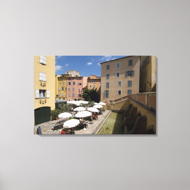 Utomhuscafé, Place de l'Eveche, Grasse, Canvastryck (Framsida)