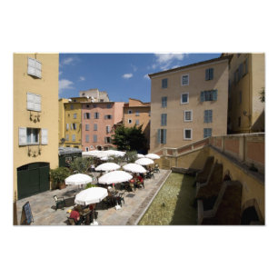Utomhuscafé, Place de l'Eveche, Grasse, Fototryck
