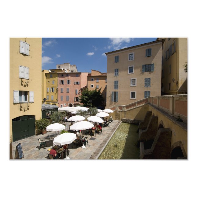 Utomhuscafé, Place de l'Eveche, Grasse, Fototryck (Framsidan)