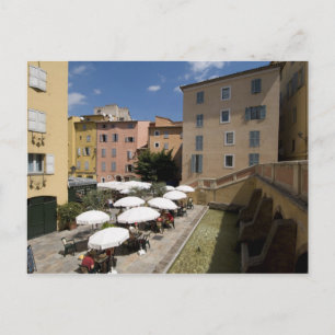 Utomhuscafé, Place de l'Eveche, Grasse, Vykort